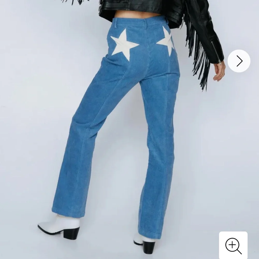 NastyGal Corduroy High Waisted Flared Star Bum Pants - Picture 1 of 6